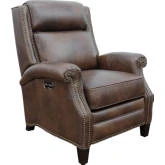 Barrett Power Recliner in Worthington Cognac Brown Leather